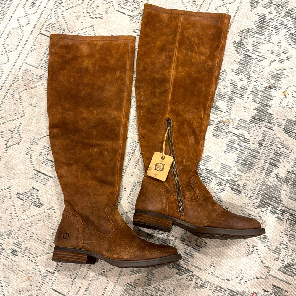 Born Shoes Britten Over the Knee Distressed Suede Riding Boot